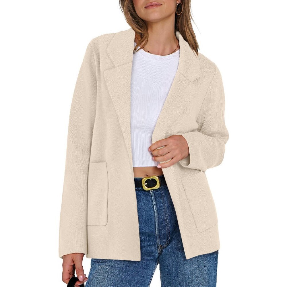 Chunky Knit Sweater Blazer Cardigan Jacket Loose Fit Women's